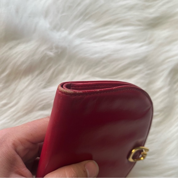 Vintage Gucci Red Leather Dome Lilypad Wallet Small Clutch Rare - Picture 5 of 16